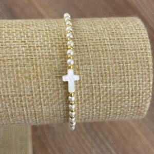 Pulsera beads nacar cruz